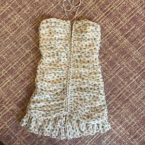 Zara Halter Scrunched Mini Dress Size Medium